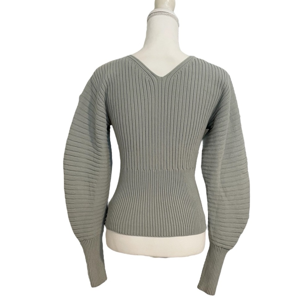 Express Light Green V-Neck Ribbed Stretch Sweater Women’s XS - Picture 5 of 10